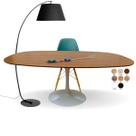 Mesa de Jantar Tulipa Saarinen Ovalada 160x90cm Base Branca Tampo freijó