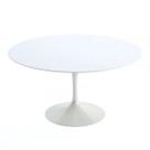 Mesa de Jantar Tulipa Saarinen Redonda 120 cm Tampo Laca + Vidro Branca Base Branca