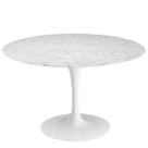 Mesa de Jantar Tulipa Saarinen Redonda 130 cm Mármore Carrara Base Branca