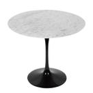 Mesa de Jantar Tulipa Saarinen Redonda 140 cm Mármore Carrara Base Preta