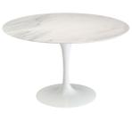 Mesa De Jantar Tulipa Saarinen Redonda 90 cm Mármore Branco Extra