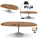Mesa de Jantar Tulipa Saarinen Retangular Ovalada 244x137cm Madeira e Laca