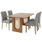 Mesa de Jantar Valentina MDF Com 4 Cadeiras Estofadas Linho MOLCI