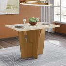 Mesa De Jantar Vértice 120 Cm Ambiente Canto Reto Com Vidro Nature Off White - Henn