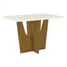 Mesa de Jantar Vértice 120 cm Canto Reto com Vidro Nature Off White Henn