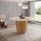 Mesa de Jantar Vértice 140 cm Ambiente Redondo com Vidro Nature Off White Henn Mesa de Jantar Vértice 140 cm Ambiente Redondo com Vidro Nature Off White Henn