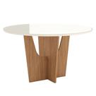 Mesa De Jantar Vértice 140 Cm Redondo Com Vidro Nature Off White - Henn