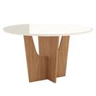 Mesa de Jantar Vértice 140 cm Redondo com Vidro Nature Off White Henn Mesa de Jantar Vértice 140 cm Redondo com Vidro Nature Off White Henn