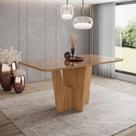 Mesa de Jantar Vértice 160 cm Ambiente Canto Arredondado com Vidro Nature Henn Mesa de Jantar Vértice 160 cm Ambiente Canto Arredondado com Vidro Nature Henn