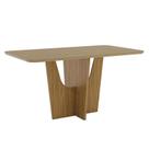 Mesa de Jantar Vértice 160 cm Canto Arredondado com Vidro Nature Henn