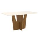 Mesa de Jantar Vértice 160 cm Canto Arredondado com Vidro Nature Off White Henn