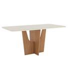 Mesa de Jantar Vértice 180 cm Canto Arredondado com Vidro Nature Off White Henn