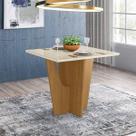 Mesa de Jantar Vértice 90 cm com Tampo de Vidro - Nature/Off White