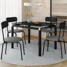 Mesa de Jantar Vidro 100 cm com 4 Cadeiras Preta Star Cinza A04 - D Rossi Mesa de Jantar Vidro 100 cm com 4 Cadeiras Preta Star Cinza A04 - D Rossi