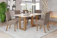 Mesa de Jantar Yara 160 C. Vidro 6 Cad. Malu Amendoa - Henn