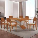 Mesa de Jantar Yasmin 180 Tampo MDF Laminado Canto Copo e 6 Cadeiras Copper