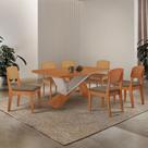 Mesa de Jantar Yasmin 180 Tampo MDF Laminado Canto Copo e 6 Cadeiras Copper Premium