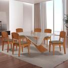 Mesa de Jantar Yasmin 180cm Tampo MDF Vidro Canto Copo com 6 Cadeiras Copper