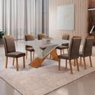 Mesa de Jantar Yasmin 180cm Tampo MDF Vidro Canto Copo com 6 Cadeiras Lorena