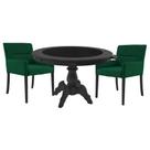 Mesa de Jogos Carteado Montreal Redonda Tampo Reversível Preto com 2 Cadeiras Vicenza Verde G36 G15 - Gran Belo Mesa de Jogos Carteado Montreal Redonda Tampo Reversível Preto com 2 Cadeiras Vicenza Verde G36 G15 - Gran Belo