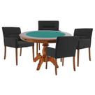 Mesa de Jogos Carteado Redonda Montreal Tampo Reversível Amêndoa com 4 Cadeiras Vicenza Preto Fosco G36 G15 - Gran Belo Mesa de Jogos Carteado Redonda Montreal Tampo Reversível Amêndoa com 4 Cadeiras Vicenza Preto Fosco G36 G15 - Gran Belo