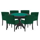 Mesa de Jogos Carteado Redonda Montreal Tampo Reversível Preto com 6 Cadeiras Vicenza Verde G36 G15 - Gran Belo Mesa de Jogos Carteado Redonda Montreal Tampo Reversível Preto com 6 Cadeiras Vicenza Verde G36 G15 - Gran Belo