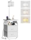 Mesa de luminária de chão runjuly com 2 gavetas e carregamento USB de 134 cm