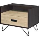 Mesa de madeira Acme Melkree com gaveta de armazenamento em carvalho Mesa de madeira Acme Melkree com gaveta de armazenamento em carvalho