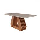 Mesa de Madeira Agata 180 Cm com Vidro Ripado Cinamomo/Off White - Cimol