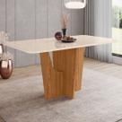 Mesa de Madeira Danielly com Vidro Nature/Off White Sci35 - Henn