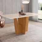 Mesa de Madeira Danielly com Vidro Nature/Off White Si203 - Henn