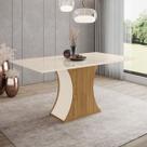 Mesa de Madeira Luiza com Vidro Nature/Off White - Henn