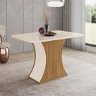 Mesa de Madeira Luiza com Vidro Nature/Off White - Henn