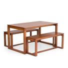 Mesa de Madeira Maciça 140cm Retangular com Bancos 4 Lugares Craft