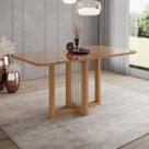 Mesa de Madeira Natalí 160 Cm com Vidro Nature - Henn