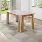 Mesa de Madeira Opera 160 Cm com Vidro Naturalle/Off White - Móveis Bechara