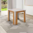 Mesa de Madeira Opera 90 Cm com Vidro Naturalle/Off White - Móveis Bechara