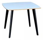 Mesa de Madeira Quadrada Especial de 90cm com Pernas na Cor Preta com Niveladores de Altura e Tampo na cor Branco