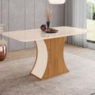 Mesa de Madeira Selena com Vidro Nature/Off White Sci15 - Henn Mesa de Madeira Selena com Vidro Nature/Off White Sci15 - Henn