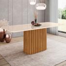 Mesa de Madeira Solana com Vidro Nature/Off White Sc66 - Henn