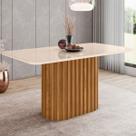 Mesa de Madeira Solana com Vidro Nature/Off White Sc68 - Henn