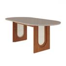 Mesa de Madeira Valentina 210 Cm com Vidro 19753 Cinamomo/Off White - Cimol