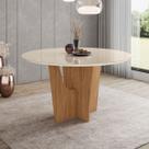 Mesa de Madeira Vértice 140 Cm com Vidro Nature/Off White - Henn