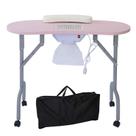 Mesa de manicure AGESISI dobrável de 90 cm com coletor de pó rosa