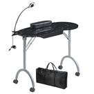 Mesa de manicure CHAOEEMY portátil com luz LED e gaveta preta