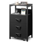 Mesa de noche Lazzanto con puertos USB-C y tomas de corriente, color negro Mesa de noche Lazzanto con puertos USB-C y tomas de corriente, color negro