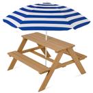 Mesa de Picnic de Madera para Niños con Sombrilla Natural