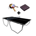 MESA DE PING PONG COR PRETA C/ Rede e Rodinhas MDP 15mm 1087 KLOPF + KIT 5055 + Capa Para Mesa Aberta 7001