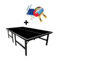 MESA DE PING PONG COR PRETA OFICIAL MDP 15mm KLOPF 1010 + KIT Completo 5031