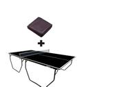 MESA DE PING PONG OFICIAL MDP 15mm 1087 KLOPF COR PRETA C/ RODAS, SUPORTE E REDE + Capa Para Mesa Aberta